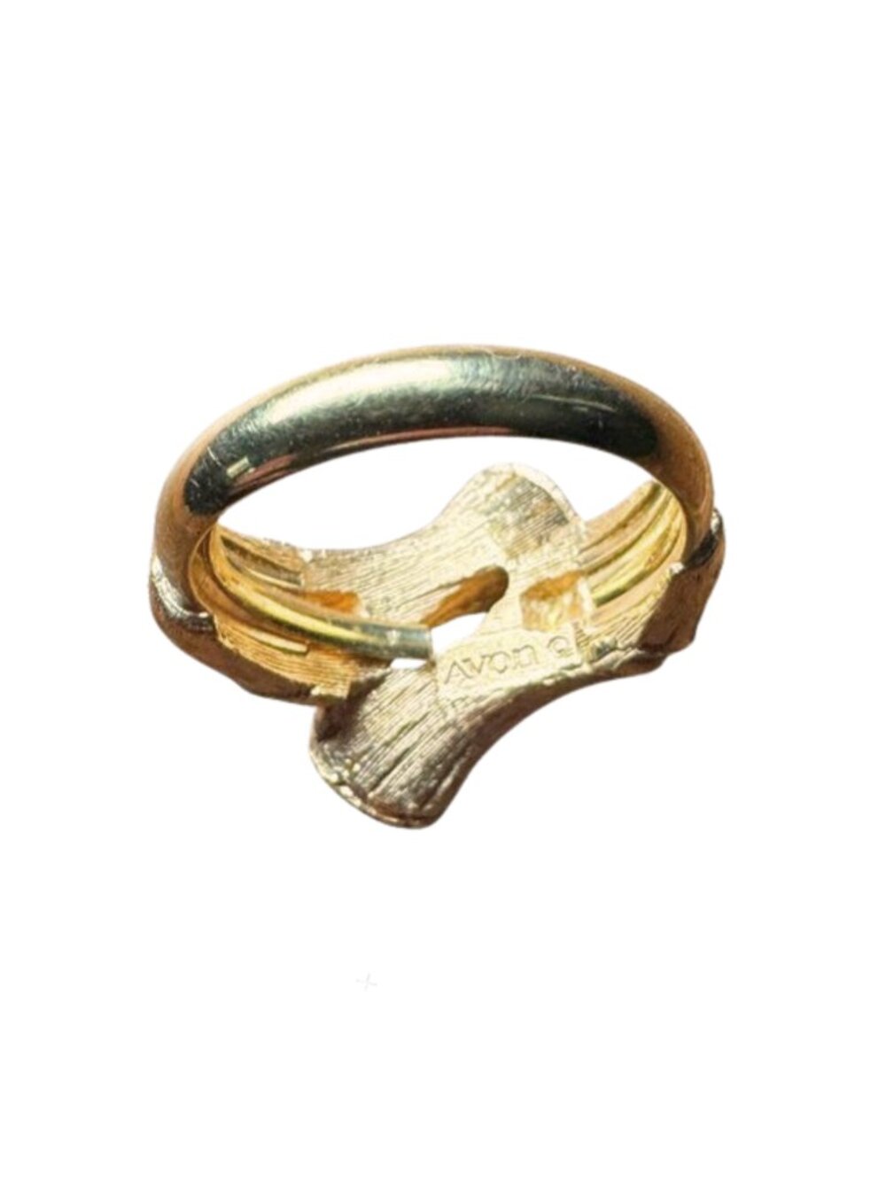 Vintage Avon Bamboo Gold Tone Adjustable Ring 1972 Bamboo Magic Size 6–7.5 - Picture 5 of 5